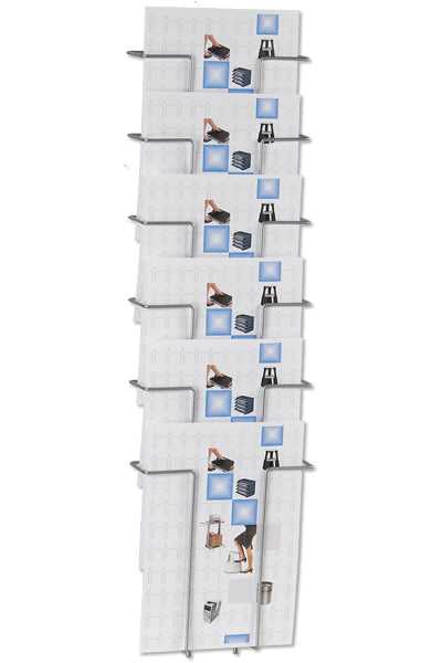 Wand-Prospekthalter aus Draht mit 6 A4-Fächern für Broschüren