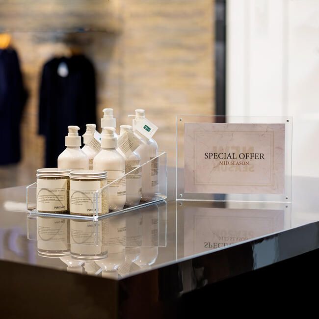 Acryl-Verkaufsschütte in drei Größen für Kleinteile und Kosmetik