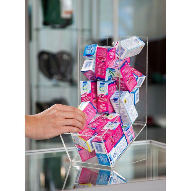 Acryl Schütte zur Präsentation von Süßwaren und Pflegeprodukten