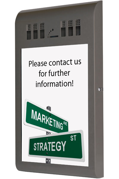 Zigaretten Wandascher mit A3 Infofläche oder Werbefläche in der Farbe Grau