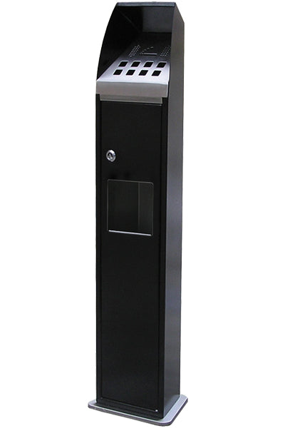 Zigaretten Standascher Turm Schwarz für Außenbereiche aus Stahl