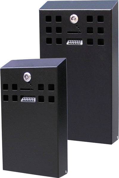 Zigaretten-Wandascher Schwarz eckig aus Stahl